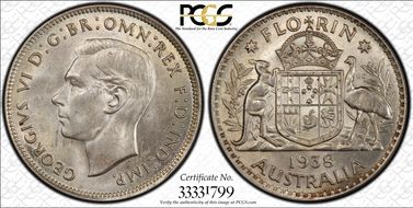 1938(m) Florin KM-40  Ag MS62