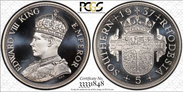 "1937" (2000) 5 Shil FC40e Edward VIII Fantasy Ag PR68DCAM