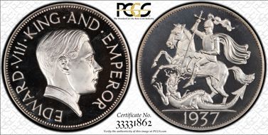 "1937" (1972) Medal FM17a Edward VIII Fantasy Ag PR67DCAM