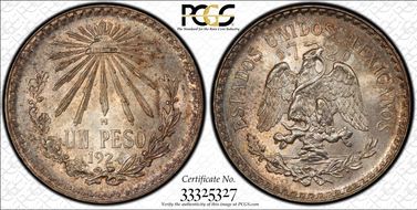 1924-M Peso KM-455 Ag MS65