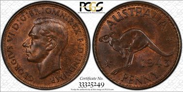 1943-I (b) 1D KM-36 MS63RB