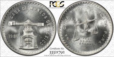 1980-Mo Onza KM-M49b.5  Ag MS66