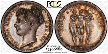 (1880-DT) Medal Bramsen-770 Ag Matte Pauline's Visit to the Mint SP63