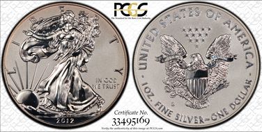 2012-S $1 Silver Eagle Rev PR  75th Anniversary SF Mint Set PR69