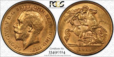 1911-P 1/2 Sov S-4008 MS61