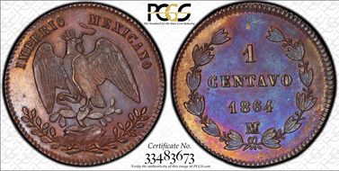 1864-M 1C Maximilian MS65BN