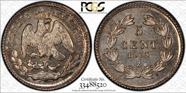 1865-Z 5C Maxmilian MS66