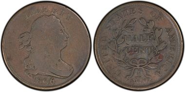 1806 1/2C Small 6, Stems G6BN