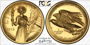 2015-W $100 High Relief .9999 Fine Liberty Label MS69