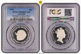 1991 50C Decimal Currency Ag PR68DCAM