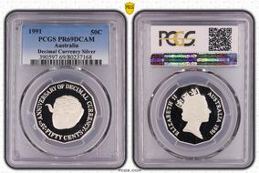 1991 50C Decimal Currency Ag PR69DCAM