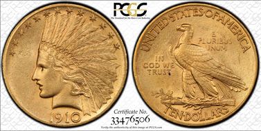 1910 $10 AU58
