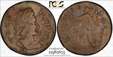 1760 1/2 P Voce Populi, P Below XF40BN