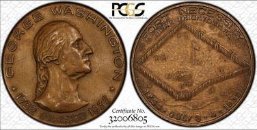 1932 Medal Baker-912 Bronze Fort Necessity, PA AU58BN