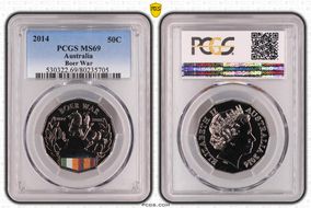 2014 50C Boer War Colorized MS69