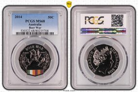 2014 50C Boer War Colorized MS68