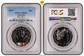 2014 50C Boer War Colorized MS69
