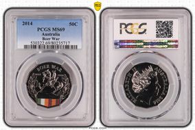 2014 50C Boer War Colorized MS69