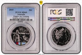 2015 50C Empire Air Training Scheme Colorized MS69