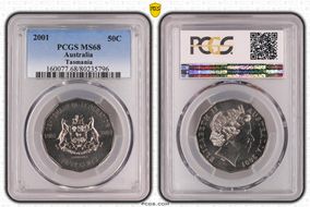 2001 50C Tasmania MS68