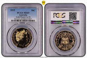 2015 50C Gilt Cu-Ni MS69