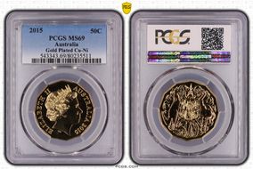 2015 50C Gilt Cu-Ni MS69