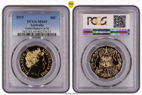 2015 50C Gilt Cu-Ni MS69