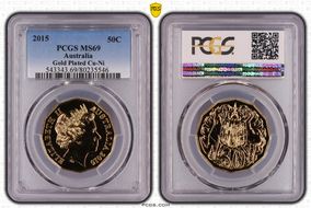 2015 50C Gilt Cu-Ni MS69