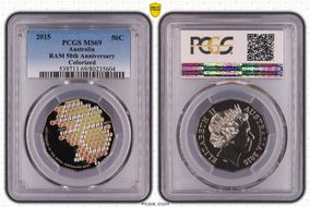 2015 50C RAM 50th Anniversary Colorized MS69