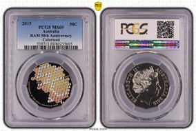 2015 50C RAM 50th Anniversary Colorized MS69