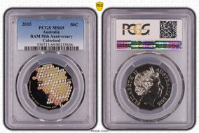 2015 50C RAM 50th Anniversary Colorized MS69