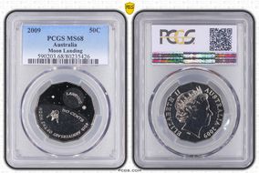 2009 50C Moon Landing Colorized MS68