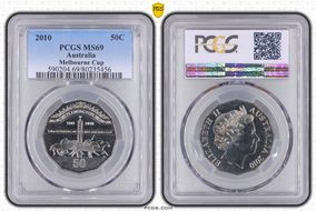 2010 50C Melbourne Cup 1861-2010 Finish Pole MS69