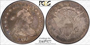 1806 50C Pointed 6, Stem F15