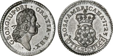 1723 1/2P Rosa Americana, Crowned AU58