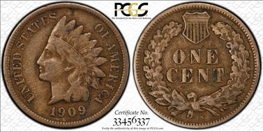 1909-S 1C Indian F12BN