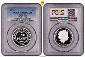 1999 10C 1930 1d Ag PR70DCAM