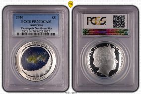 2016 $5 Cassiopeia Northern Sky PR70DCAM