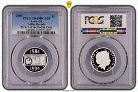 2004 $1 Dollar Decade Ag 20 Yrs of the Dollar Coin PR69DCAM