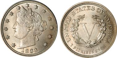 1883 5C No CENTS MS65