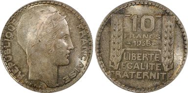 1938 10 Fr Gad-801 F-360 MS64