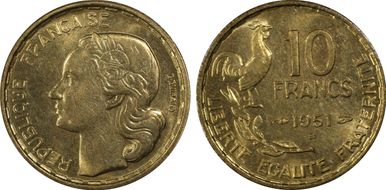 1951-B 10 Fr Gad-812 MS63