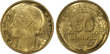 1932 50C 9 ouvert avec raisin MS66