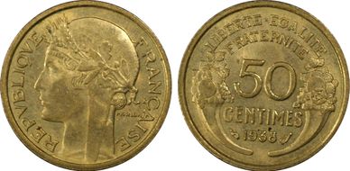 1938 50C Gad-423 F-192 MS64