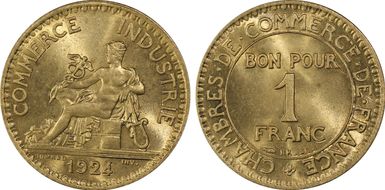 1924 1 Fr Gad-468 4 Fermé F-218 MS65