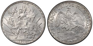 1914 Peso Caballito KM-453  Ag MS62
