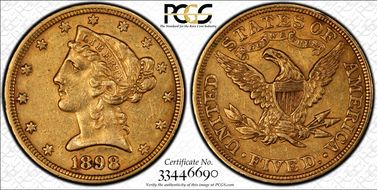 1898 $5 AU55