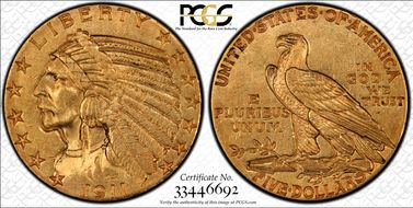 1911 $5 AU58