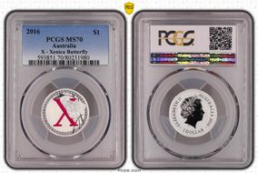 2016 $1 X - Xenica Butterfly Ag MS70