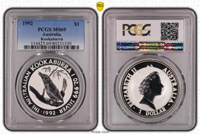 1992 $1 Kookaburra Ag MS69